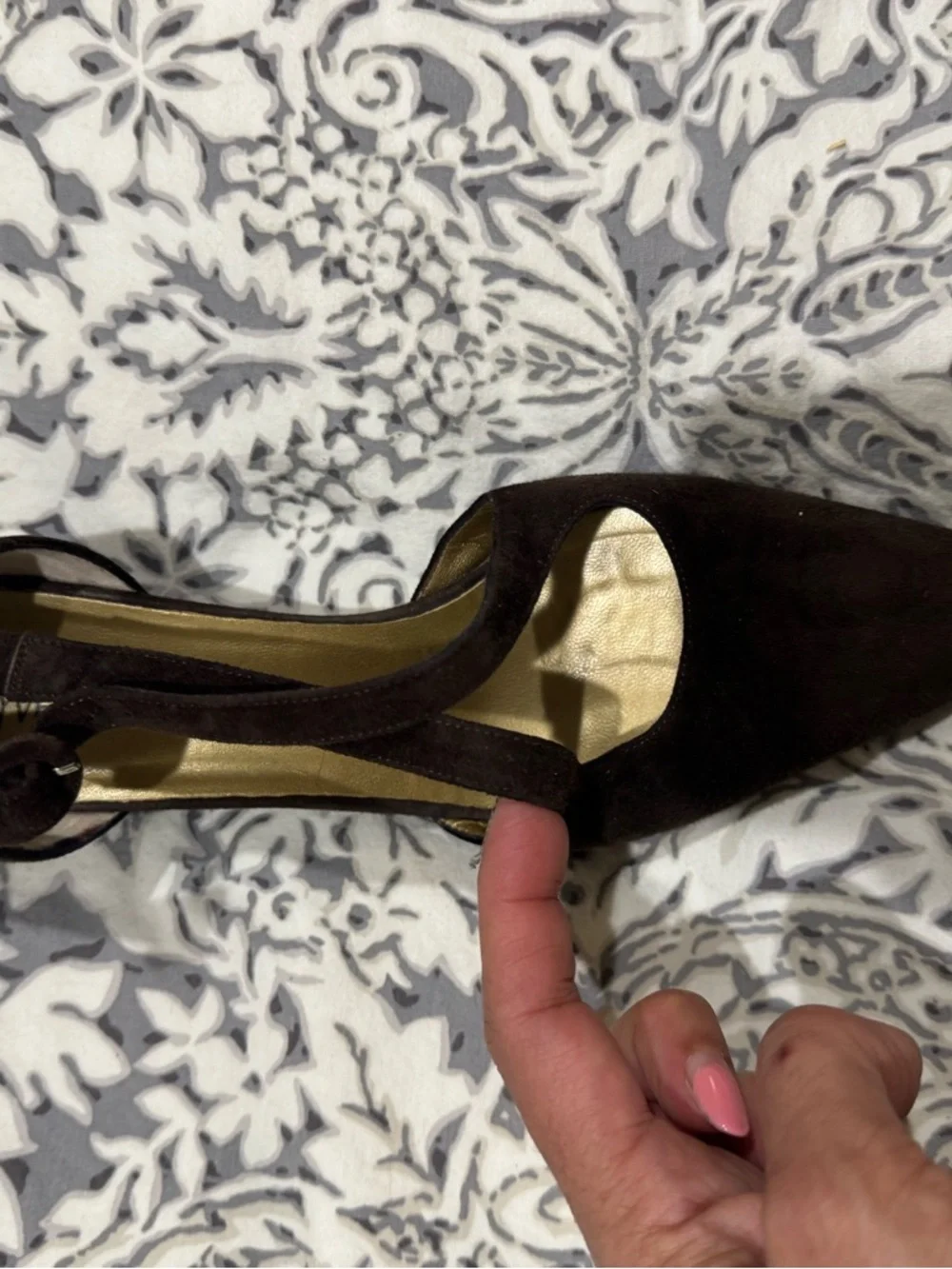 Vintage Saint Laurent Brown Suede Pointed Strappy Heels size 8 N - made in Italy - Picture 9 of 11
